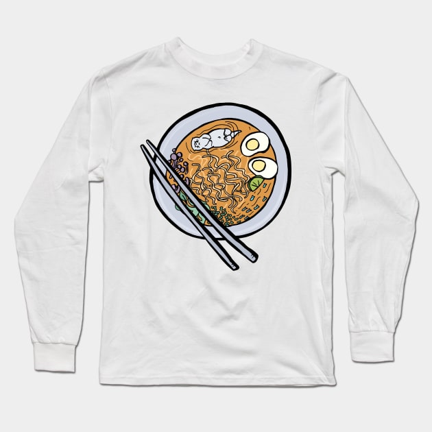 Otter Swimming in Ramen Long Sleeve T-Shirt by Otter-Grotto